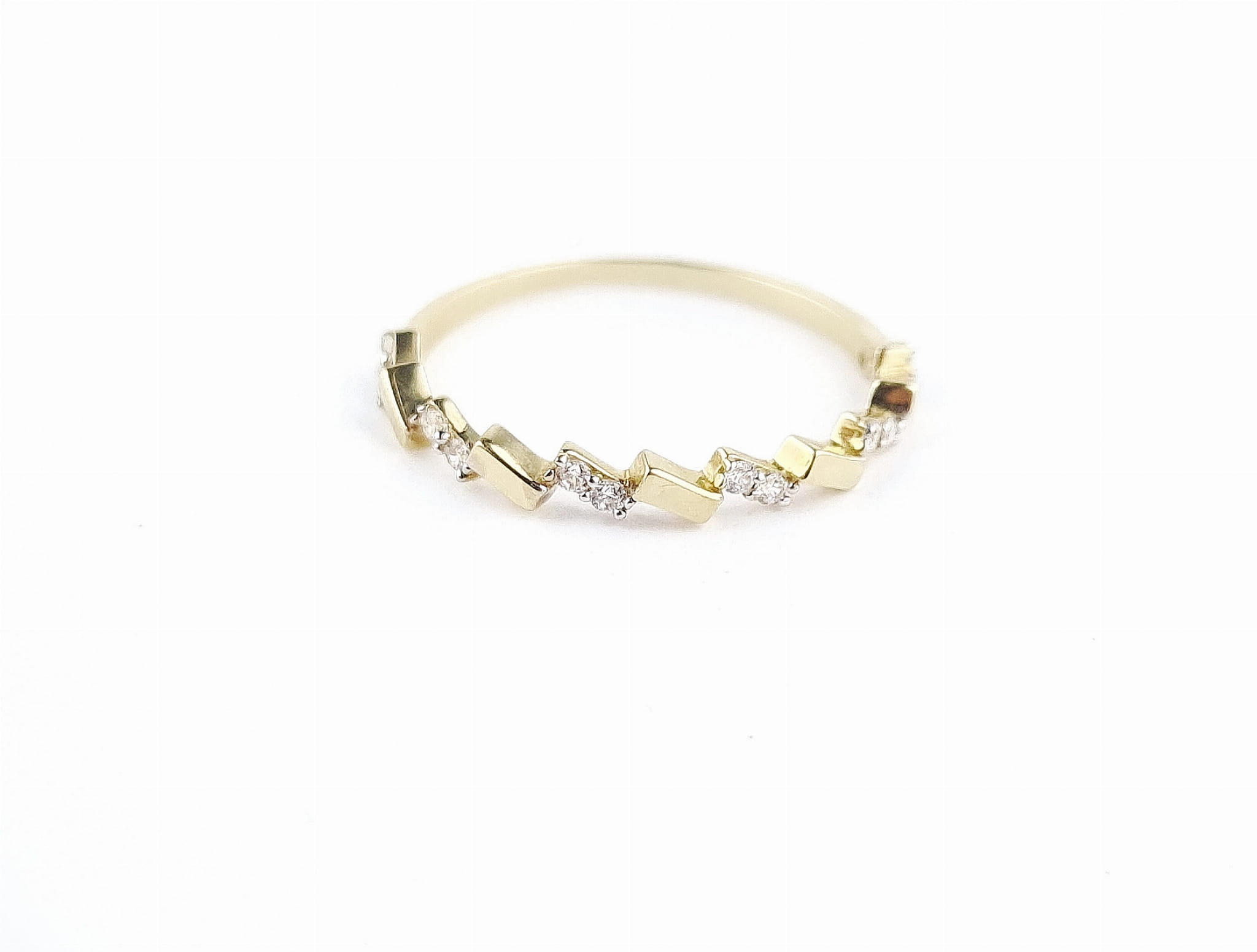 Pierścionek diamond, złoto 585 żółte i białe, cyrkonia