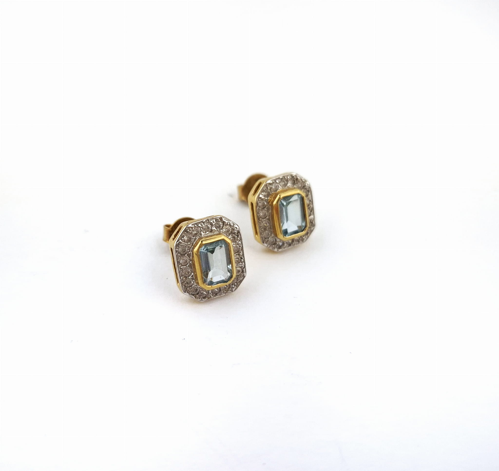 Kolczyki z topazem, złoto 585 żółte, topaz, cyrkonia