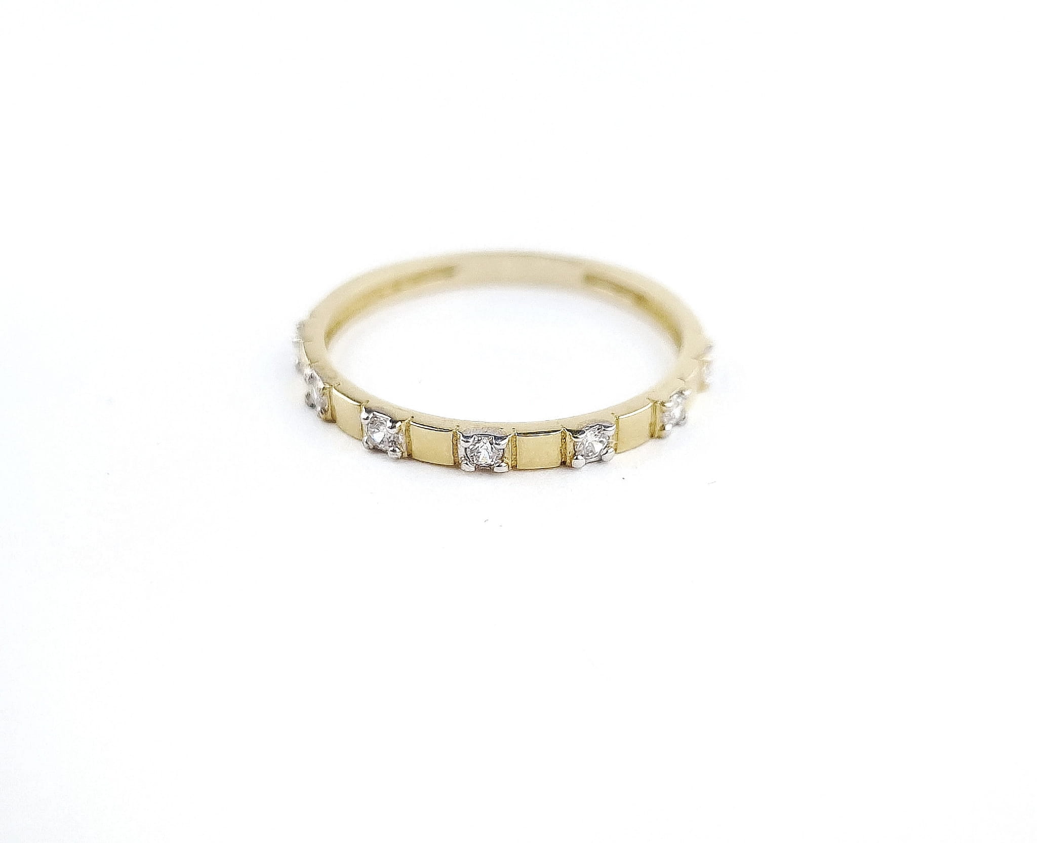 Pierścionek diamond, złoto 585 żółte i białe, cyrkonia