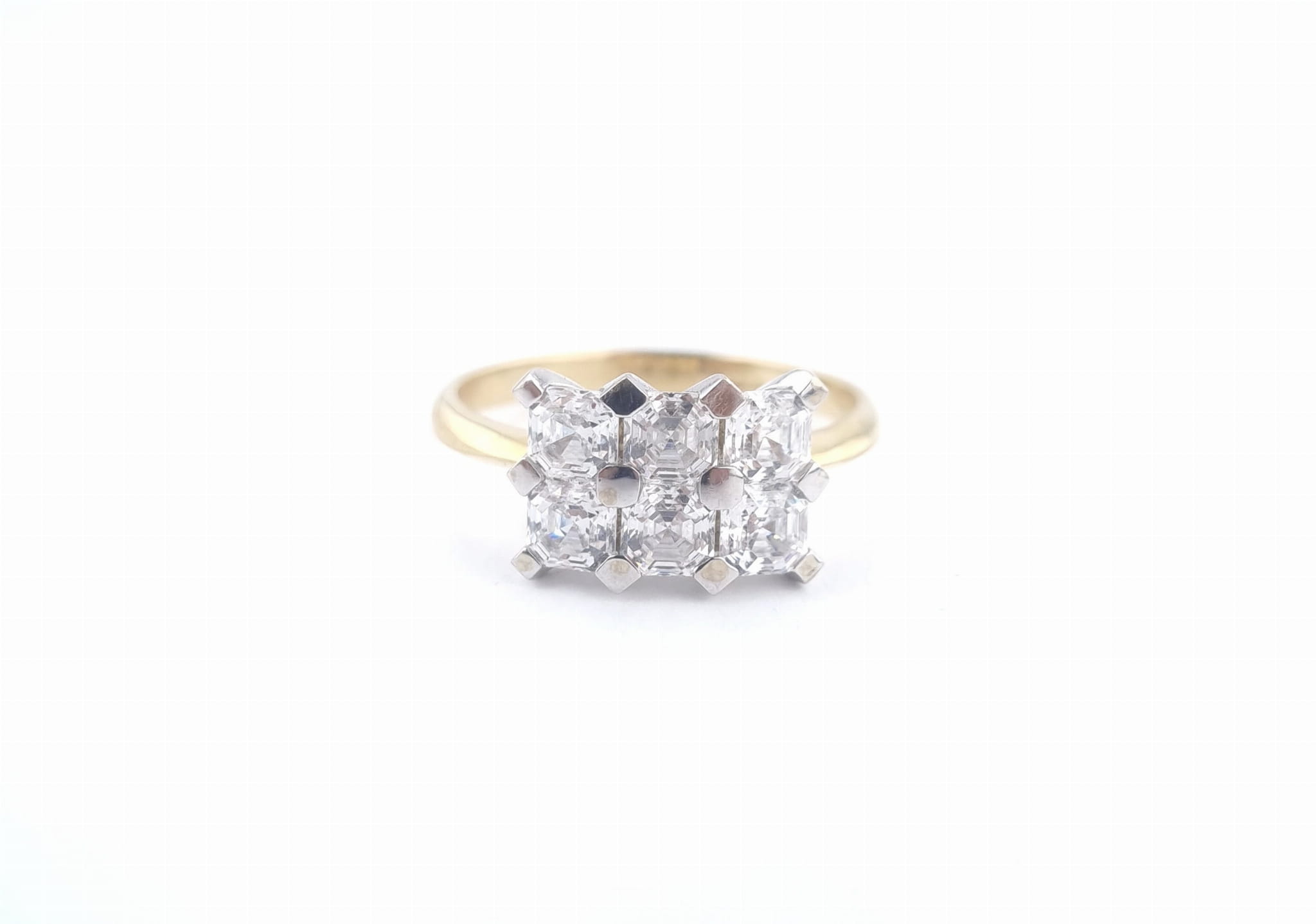 Pierścionek diamond, złoto 585 żółte i białe, cyrkonia