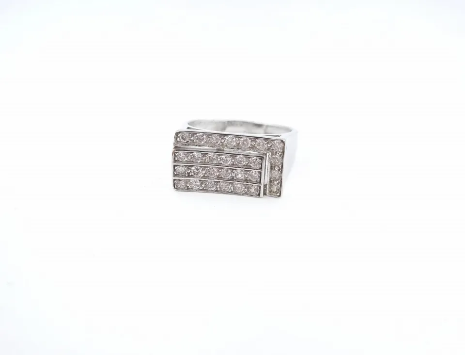 Pierścionek diamond, złoto 585 białe, cyrkonia