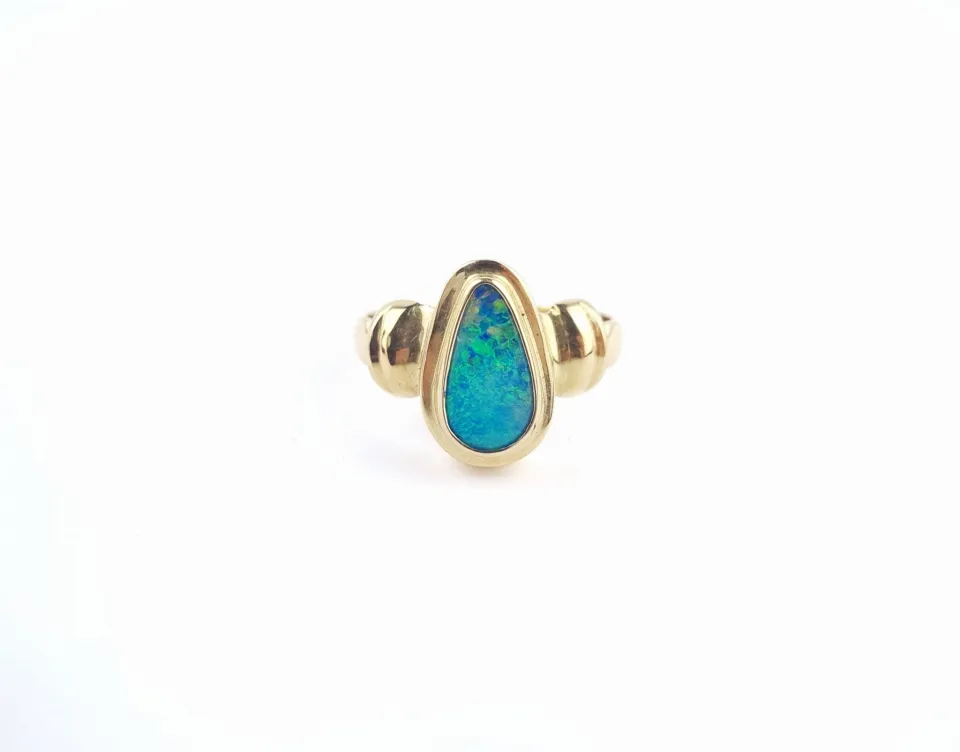 Pierścionek z opalem, złoto 585 żółte, opal
