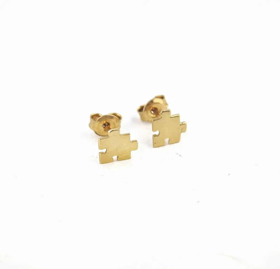 Kolczyki puzzle, złoto 585 żółte