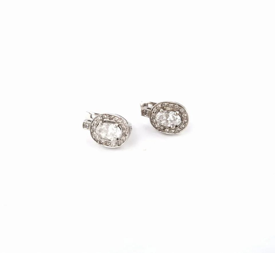 Kolczyki z cyrkoniami, złoto 585 białe, cyrkonia
