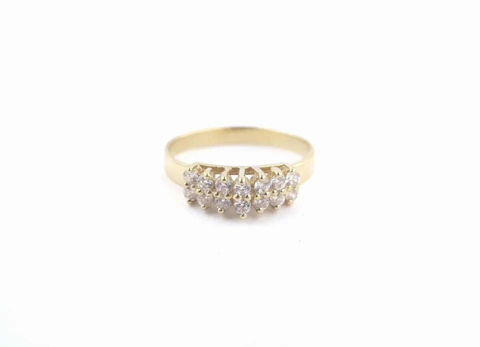 Pierścionek diamond, złoto 585 żółte, cyrkonia
