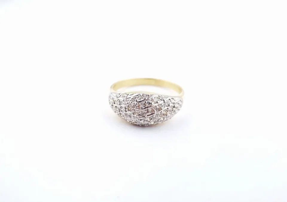 Pierścionek diamond, złoto 585 żółte i białe, cyrkonia