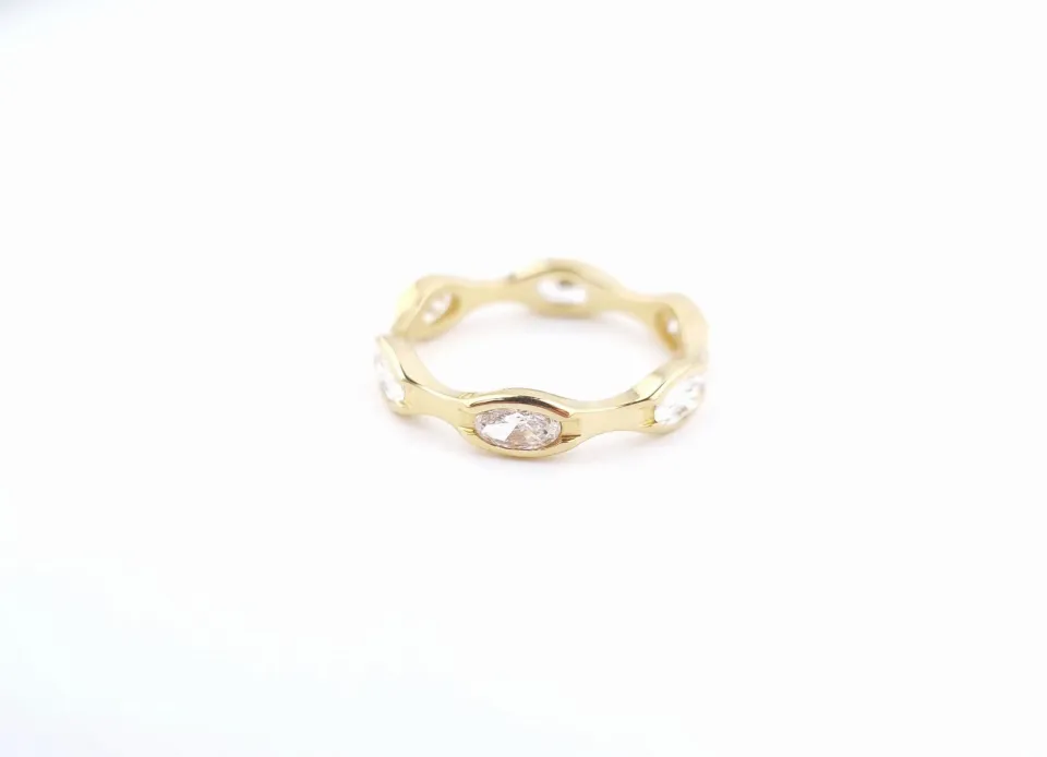 Pierścionek diamond, złoto 585 żółte, cyrkonia