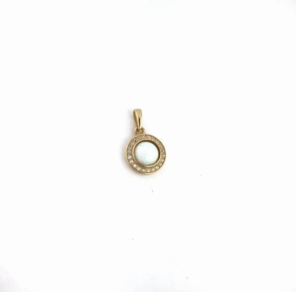 Zawieszka z opalem, złoto 585 żółte, opal, cyrkonia