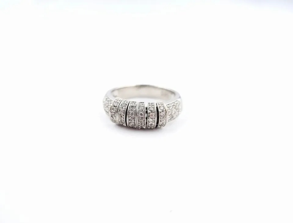 Pierścionek diamond, złoto 585 białe, cyrkonia