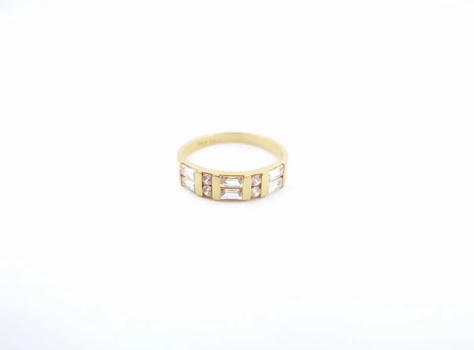 Pierścionek diamond, złoto 585 żółte, cyrkonia