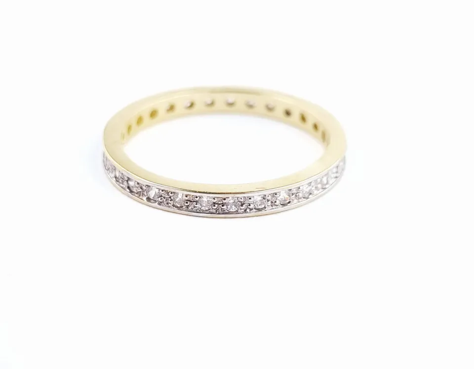 Pierścionek diamond, złoto 585 żółte, cyrkonia