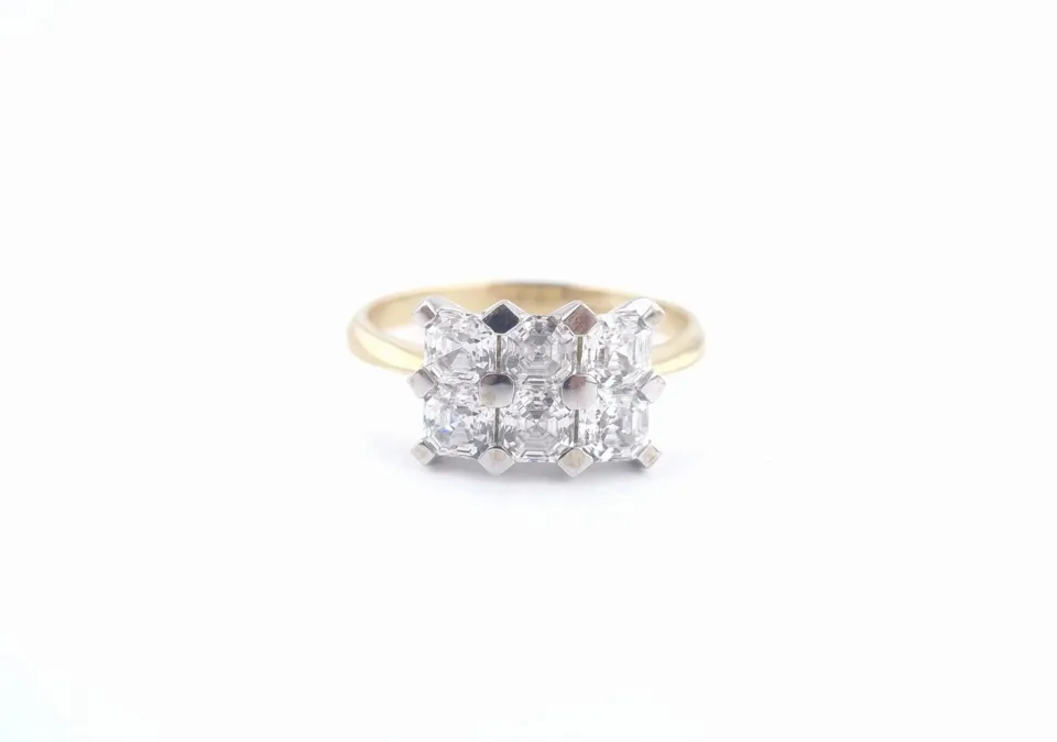 Pierścionek diamond, złoto 585 żółte i białe, cyrkonia