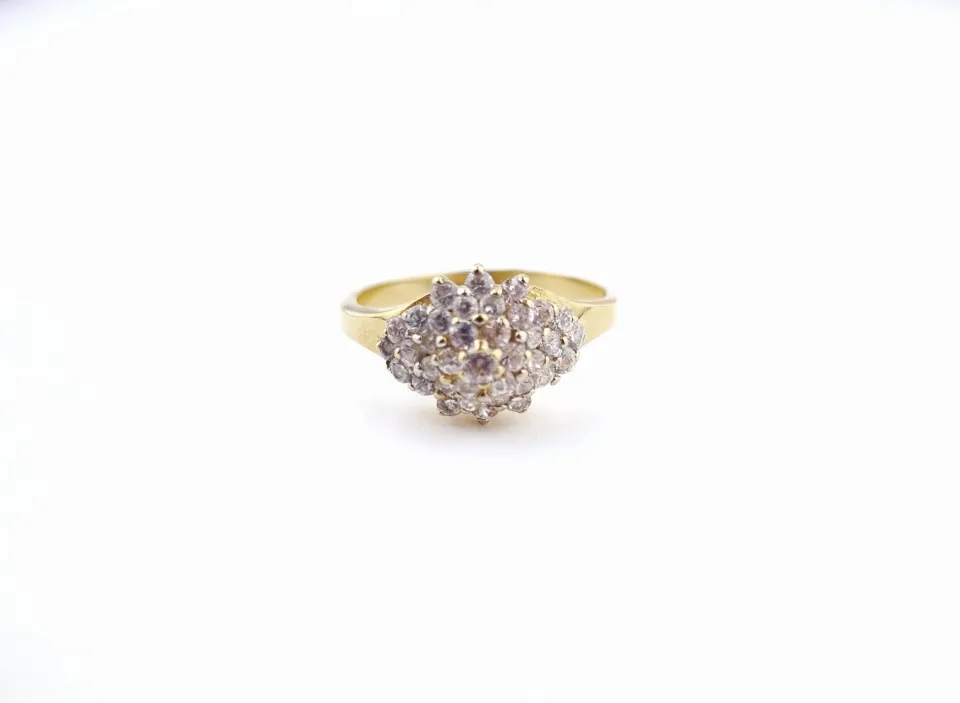 Pierścionek diamond, złoto 585 żółte, cyrkonia